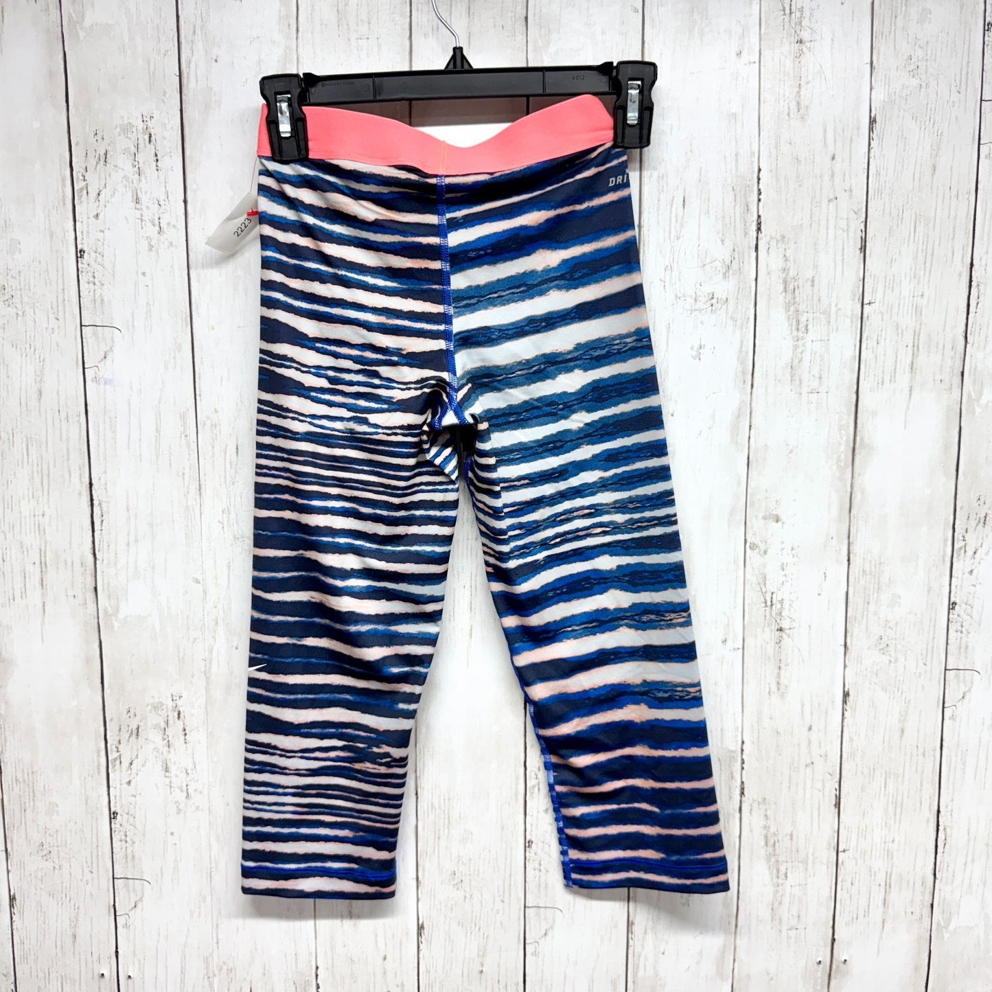 Nike Pants Women Size XS Pro Athletic Crop Leggings Navy White Multicolor Stripe