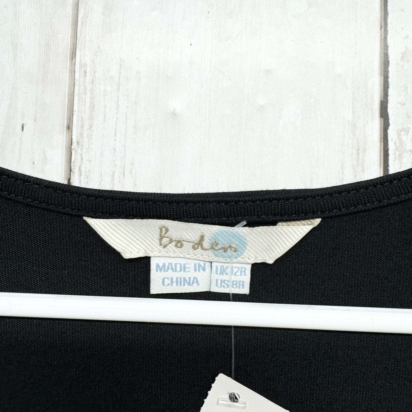 BODEN Dress Women Size 8R Long Sleeve Crossover Mini Cotton V Neck Pleated Black
