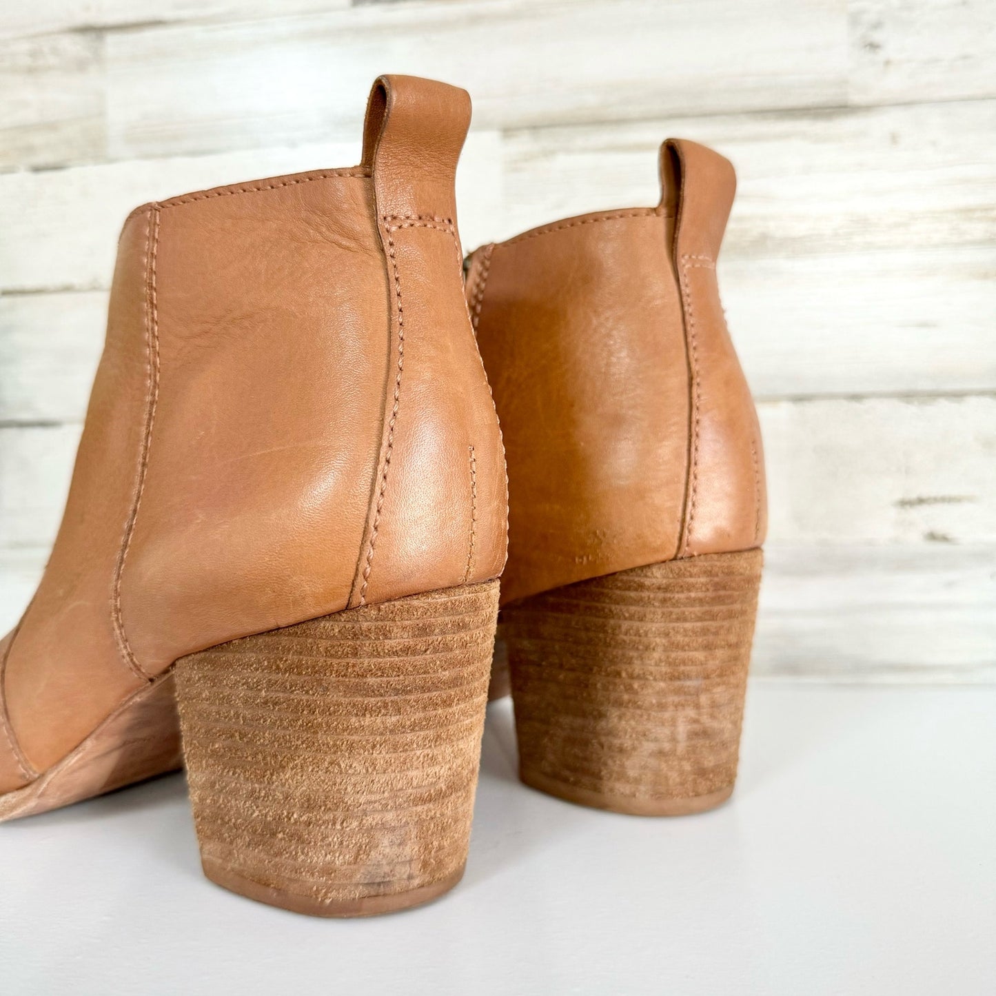Madewell Women The Billie Brown Side Zipper Leather Ankle Bootie Size 8