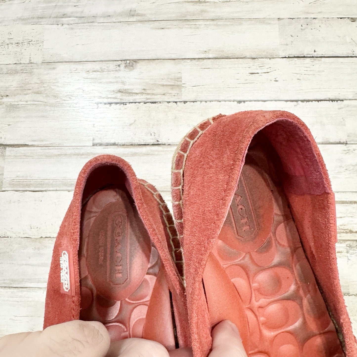 Coach Shoes Women Size 7.5M Burnt Orange June Logo Print Espadrilles Slip On
