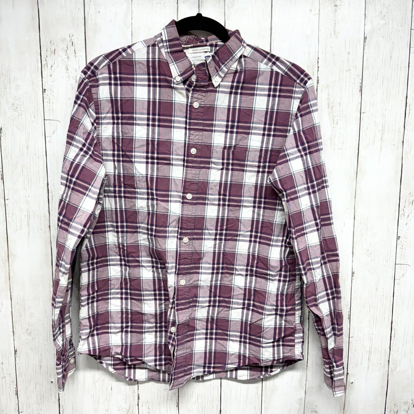 OLD NAVY Button Down Men M Plaid Long Sleeve Collared Cotton Fall Lumberjack