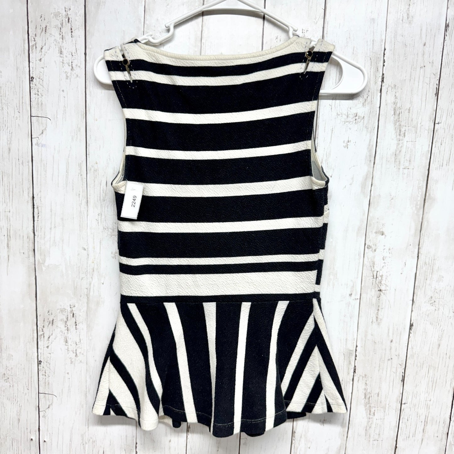 Anthropologie Top Women Size XS Black White Stripe Sleeveless Peplum Y2K Blouse