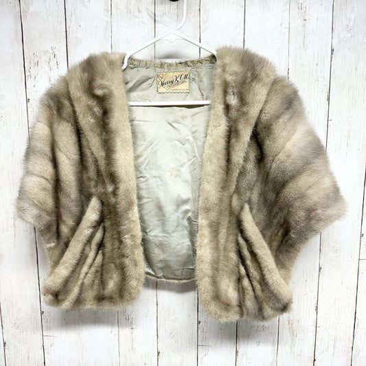 Vintage Harry K Oatt Fur Shawl Women OS Light Real Mink Fur Pocket Shawl 1950's