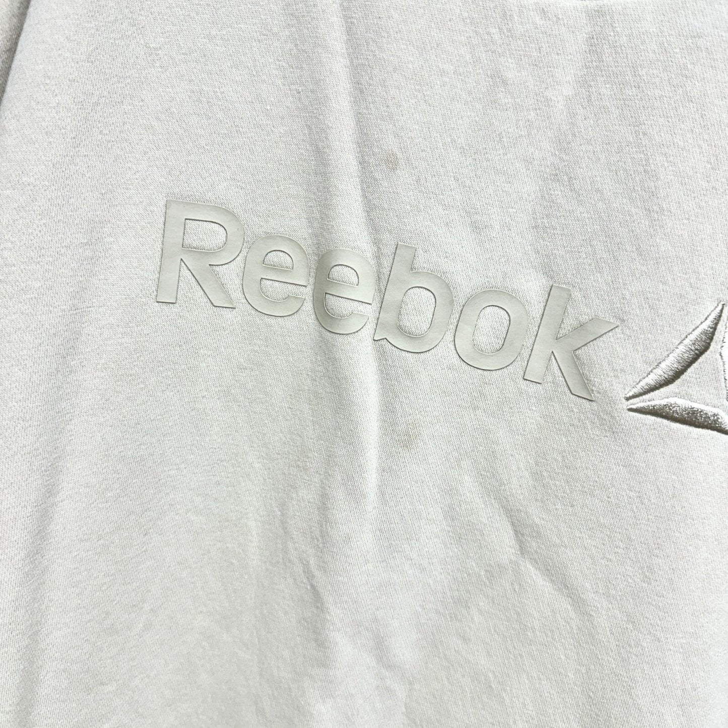 REEBOK Sweater Women Sz XL Cotton Ivory Brown Long Sleeve Crewneck Graphic Logo