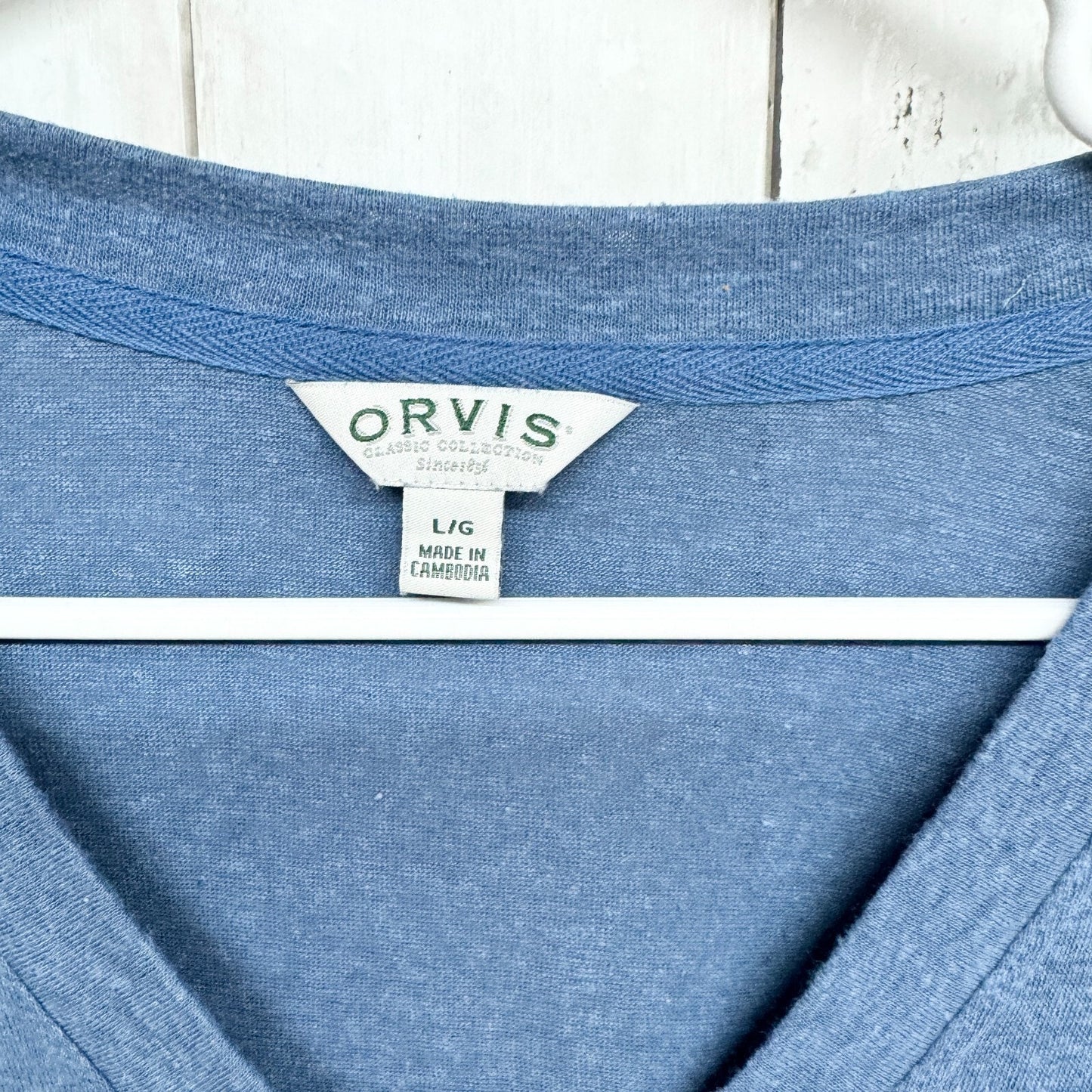 Orvis Shirt Women Size L Deep V Neck Long Sleeve Linen Blend Casual Summer Top