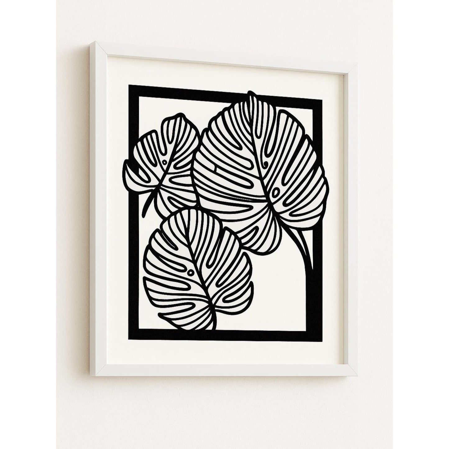 Modern 3D Printed Leaf Line Art – Minimalist 8x10 Wall Decor for Living Room or Office