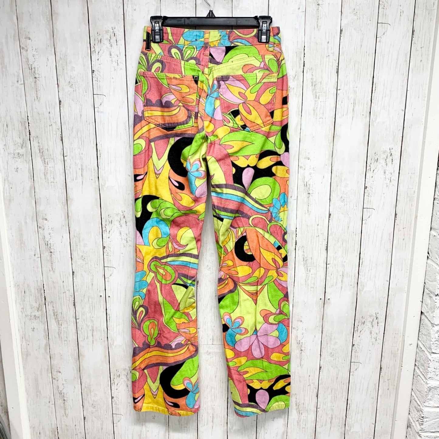 Jaded London Pants Women Size W26 Psychedelic Boyfriend Jeans Multicolor Retro