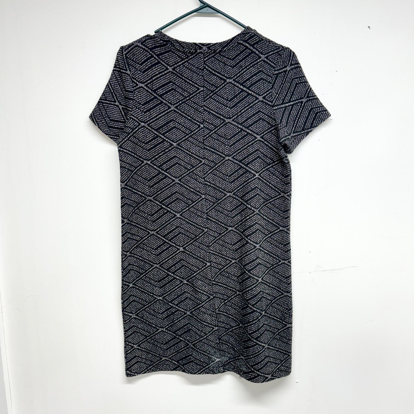 Zara Trafaluc Black White Geometric Print Knit Short Sleeve Shirt Dress Small