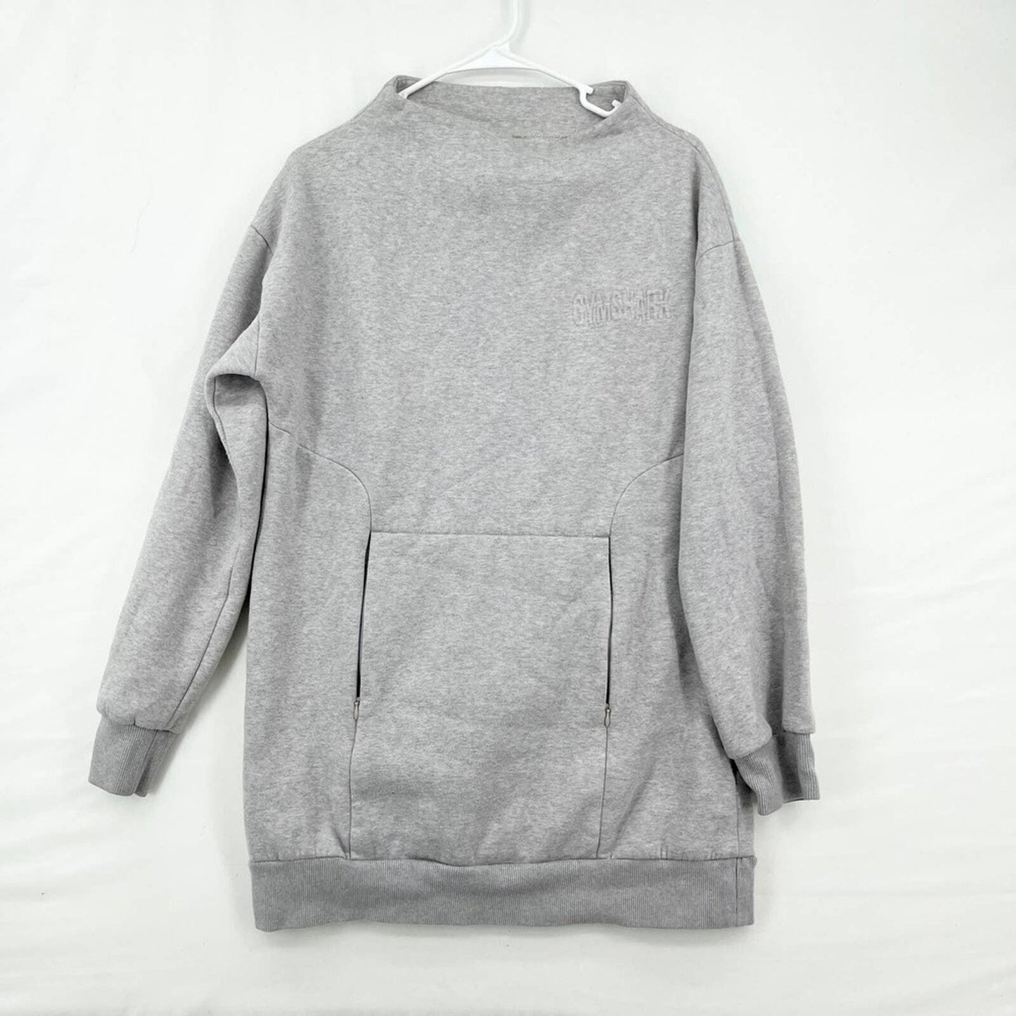 Gymshark Sweater Pullover Oversized Grey Mock Neck Athleisure Size Large
