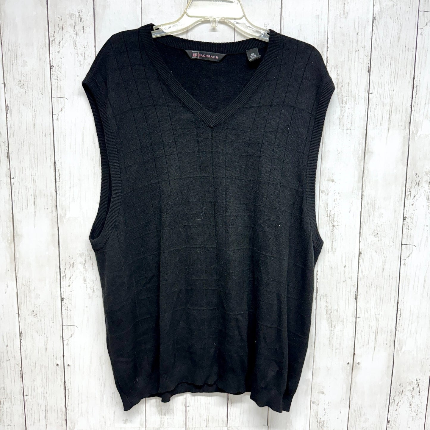 BACHRACH Vest Men XXL 100% Sleeveless Silk V Neck Sweater Vest Charcoal Black