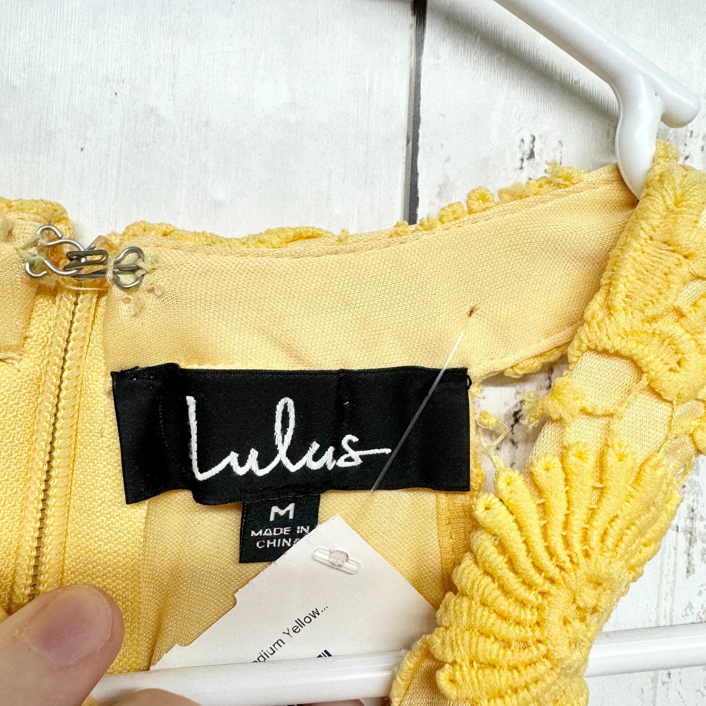 Lulus Dress Women Medium Love Poem Canary Yellow Lace Overlay Sleeveless Mini