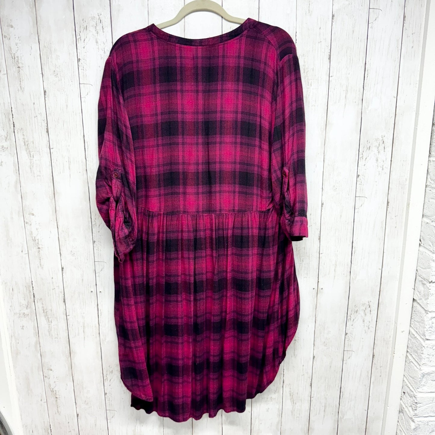 TORRID Dress Women Size 2/2X Button Down Plaid Flannel High Low Fall Festival
