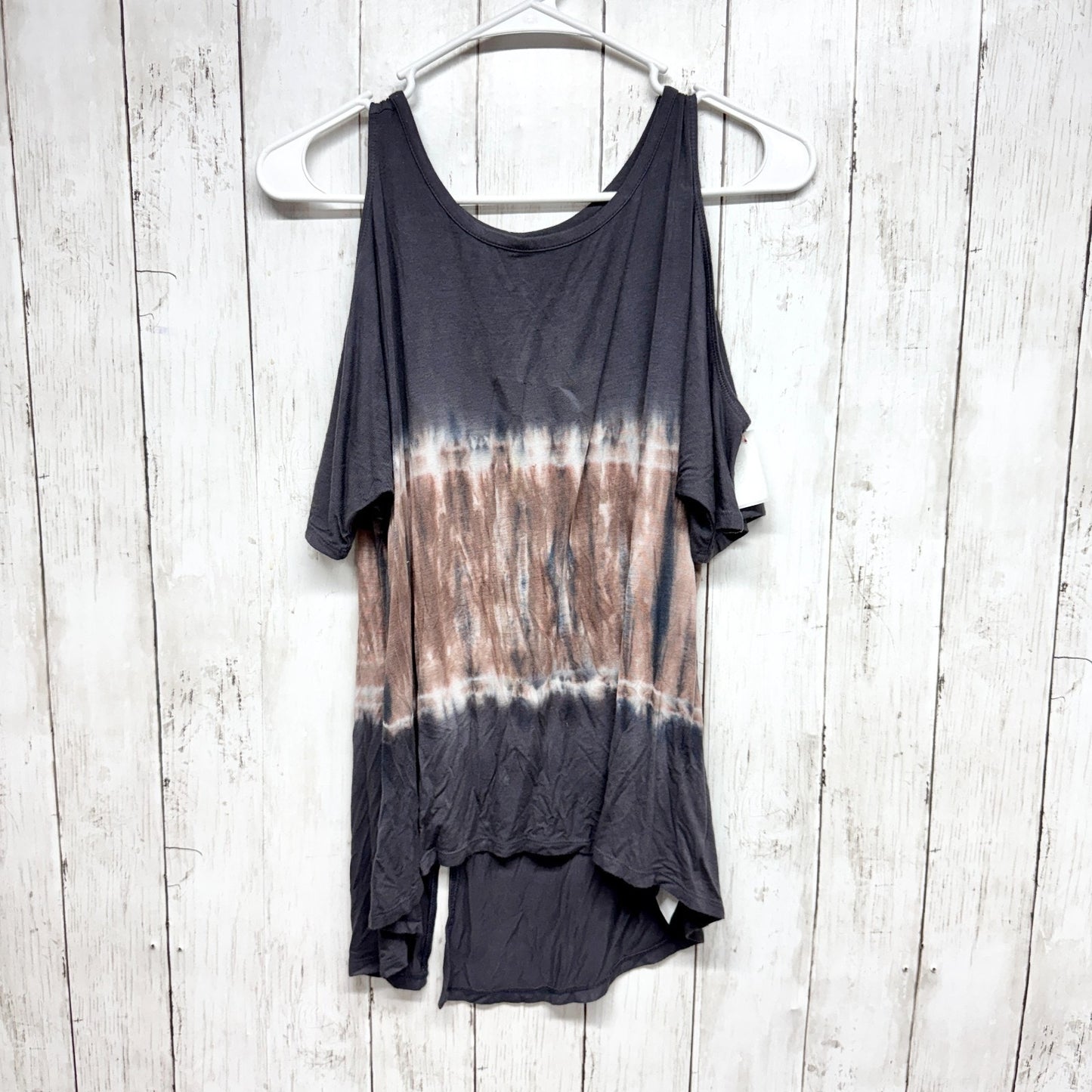 American Eagle Top Tie Dye Cold Shoulder Short Sleeve Blouse Cutout Back Detail