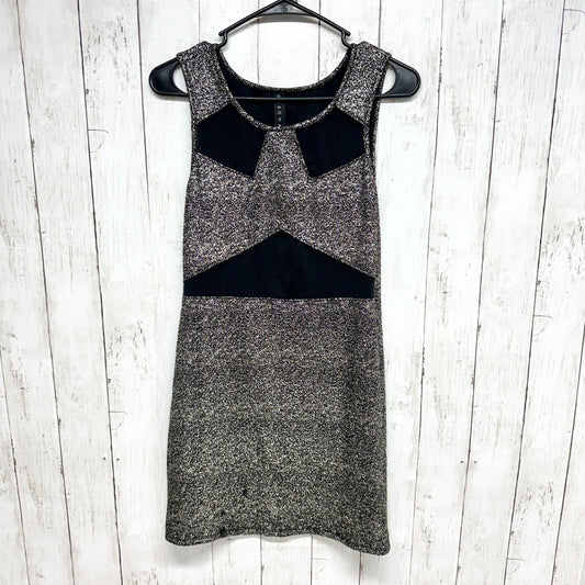 Sabora Dress Women Large Sleeveless Crew Midi Gray Sparkle Pattern Mesh Business