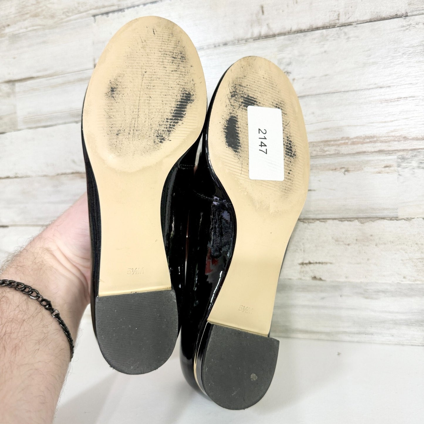 TORRID Flats Women Size 5.5 Round Tie Heeled Slip On Black Leather Ballet Styled