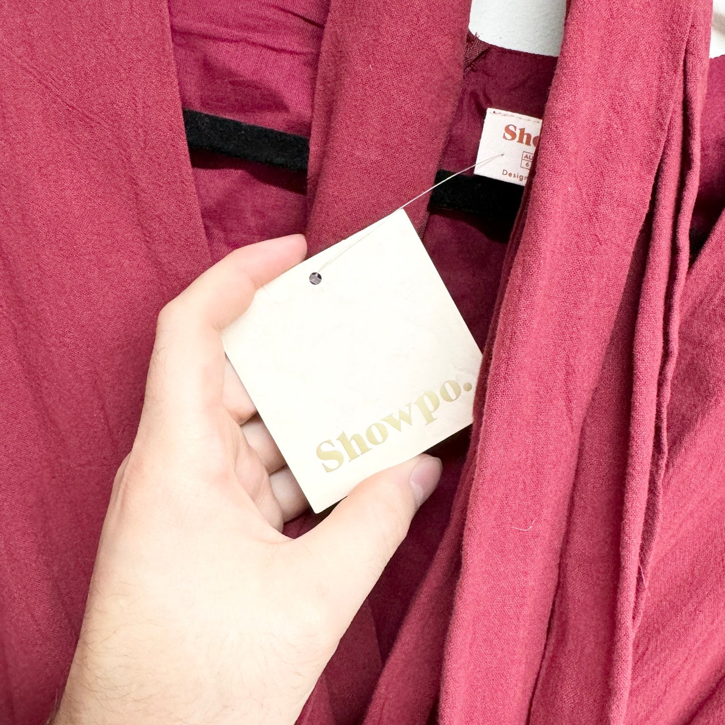 NWT SHOWPO WOMEN FREE MIND DRESS IN WINE LINEN LOOK SIZE 2