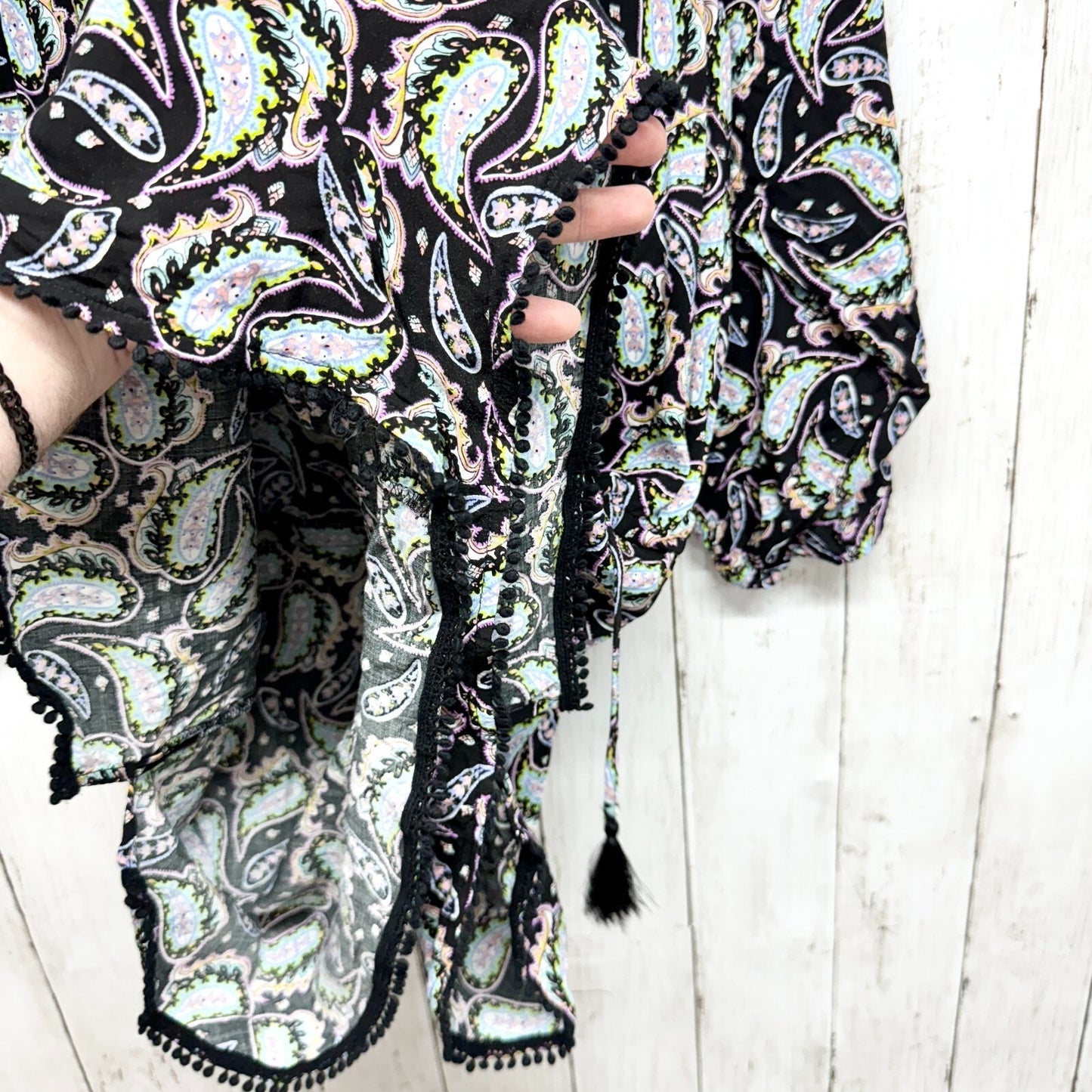 Victoria Secret Romper Women Size XL Boho Long Sleeve Beachy Coverup Paisley