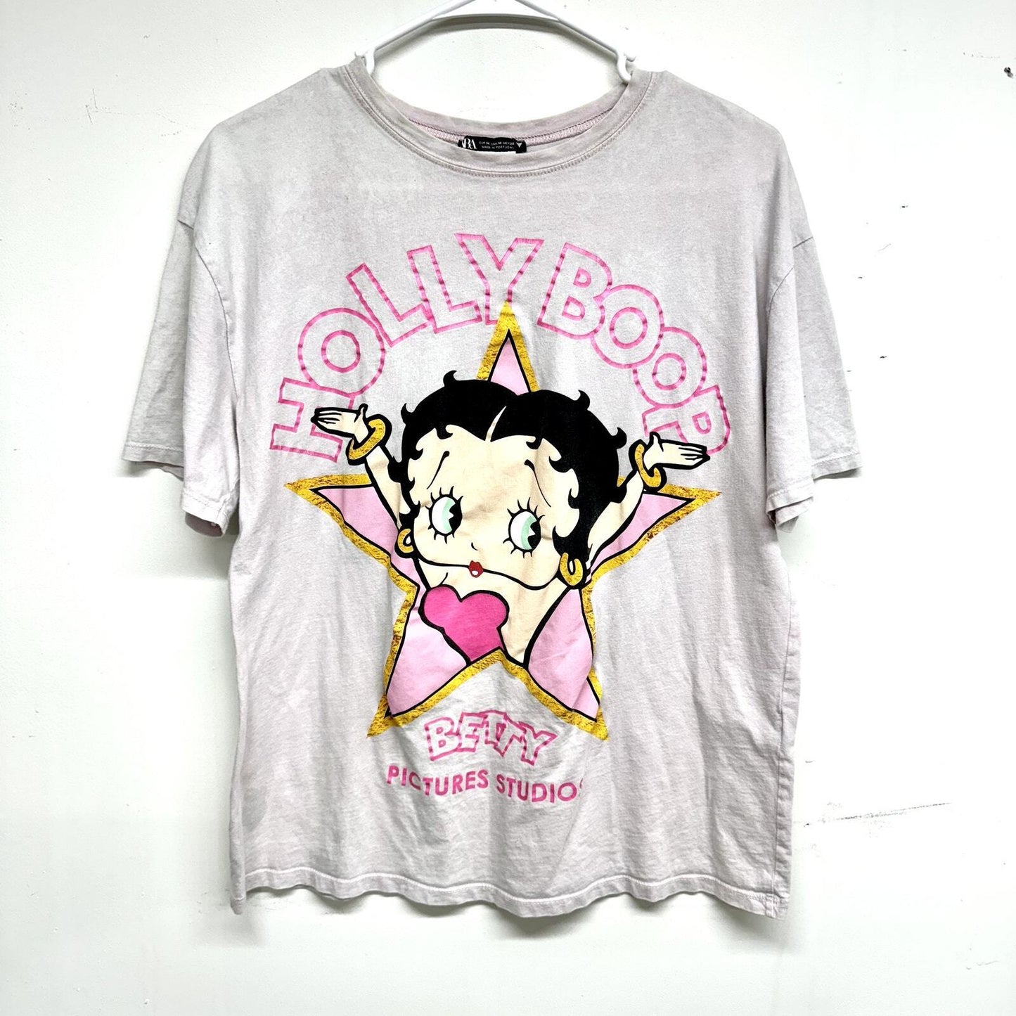 ZARA X BETTY BOOP Top Women Size Medium Pink Graphic Limited Edition Short Sleev