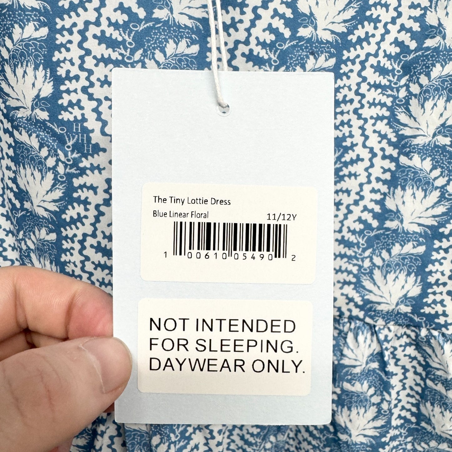 NEW Hill House Dress Girls Size 11/12Y The Tiny Lottie Dress Blue Linear Floral
