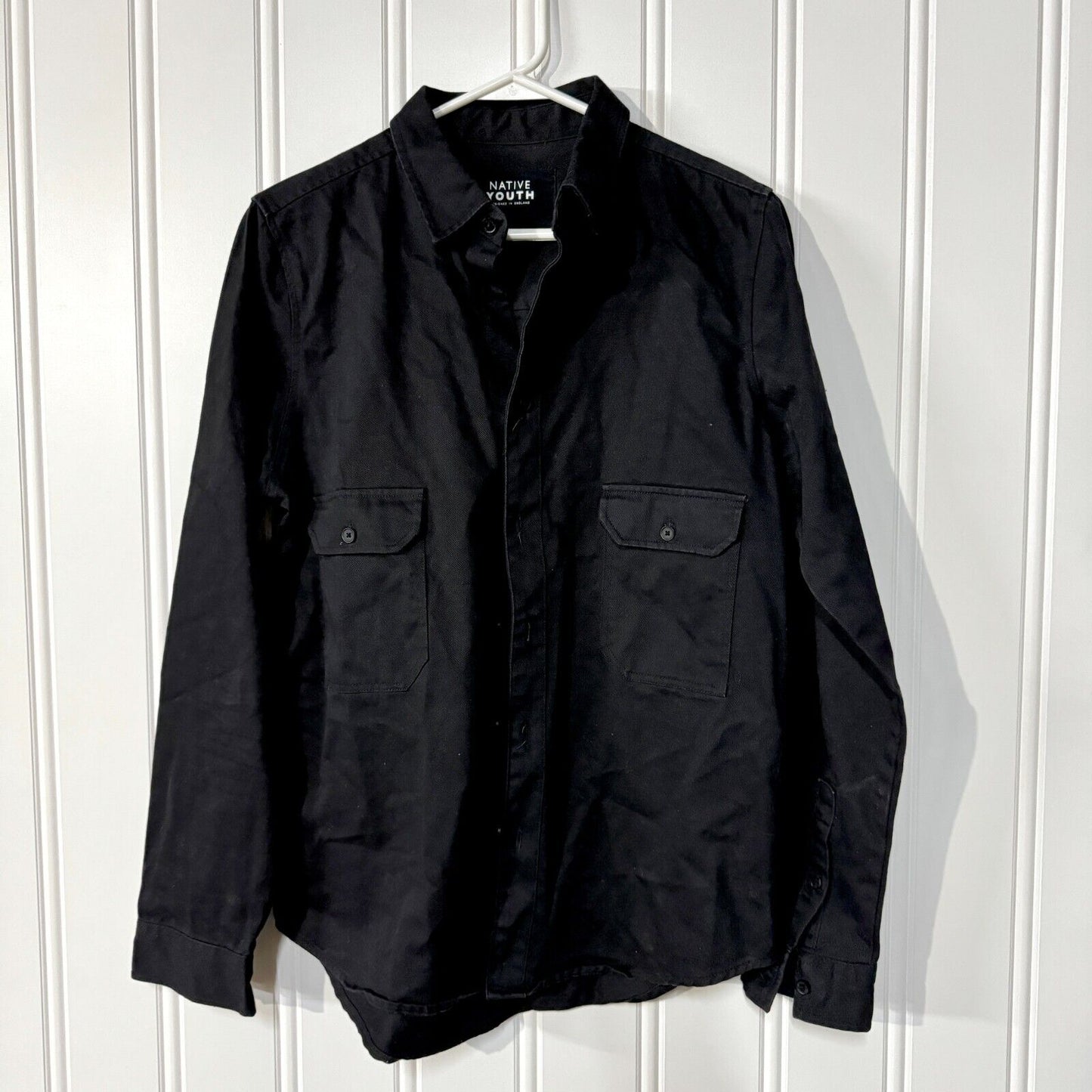 Native Youth Black Rugged Cotton Long Sleeve Casual Button Down Size Small