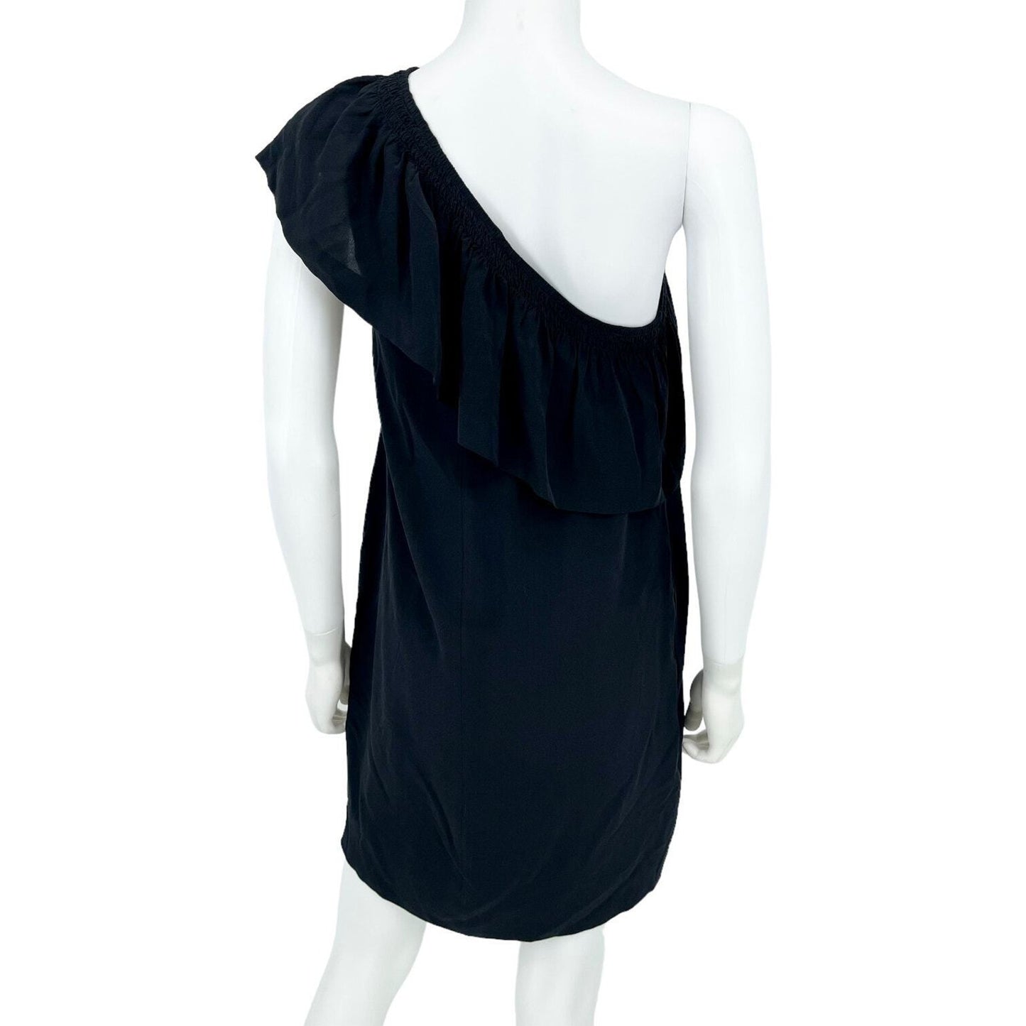 Madewell Dress Women Size 4 Mini Black Asymmetrical Off Shoulder Ruffled Casual