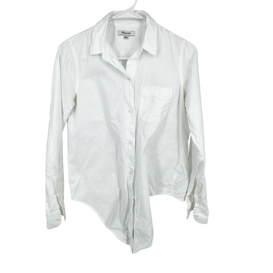 MADEWELL Top Women Size XS Button Down White Tired Front Long Sleeve Casual