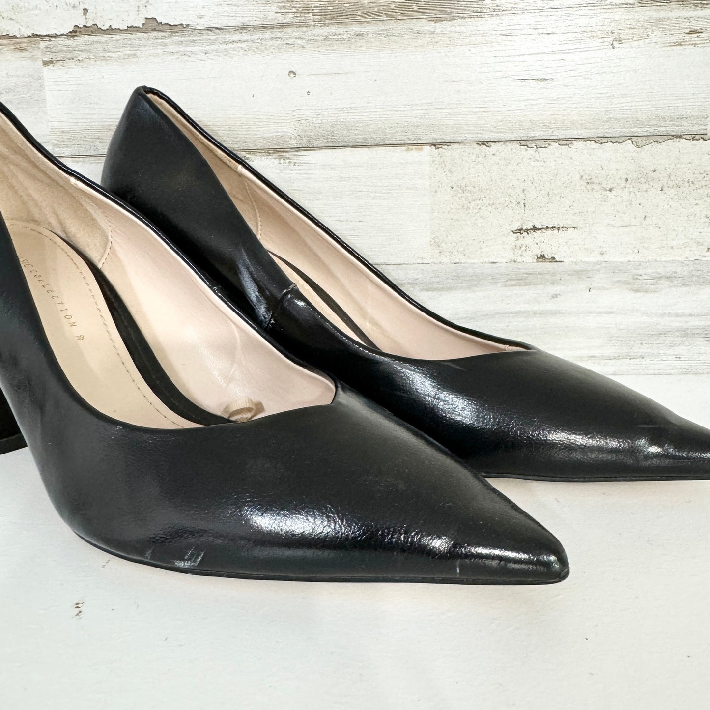 Zara Women Black Patten Leather Pump Business Women Heels Size 39/8.5