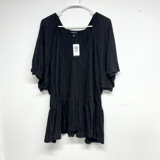Torrid Womens Black NWT Stretch Ruffle Sleeve Short Sleeve Blouse Size 5X