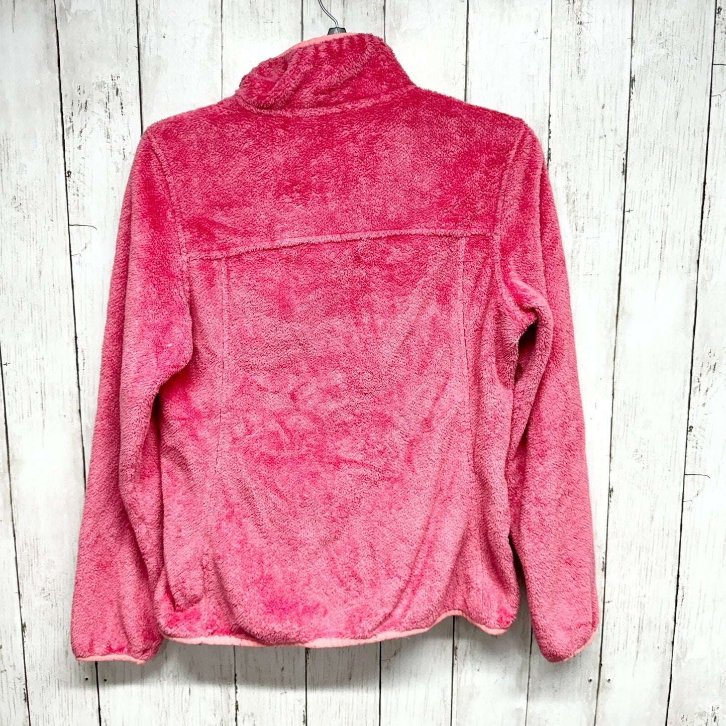 Free Country Pullover Women Small Pink Collared Button Fleece Kangaroo Pocket