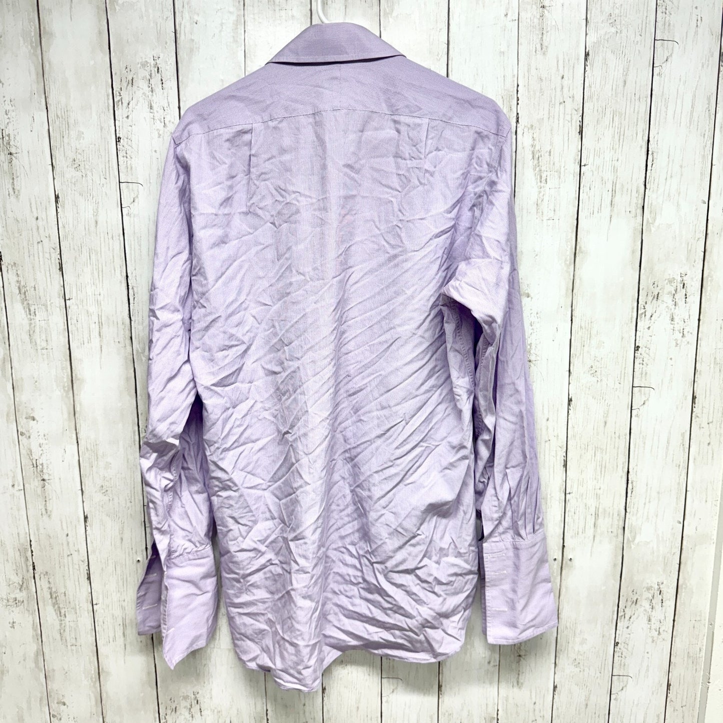 Thomas Pink Shirt Men Size 15 33 Plaid Collared Long Sleeve Cotton Button Down