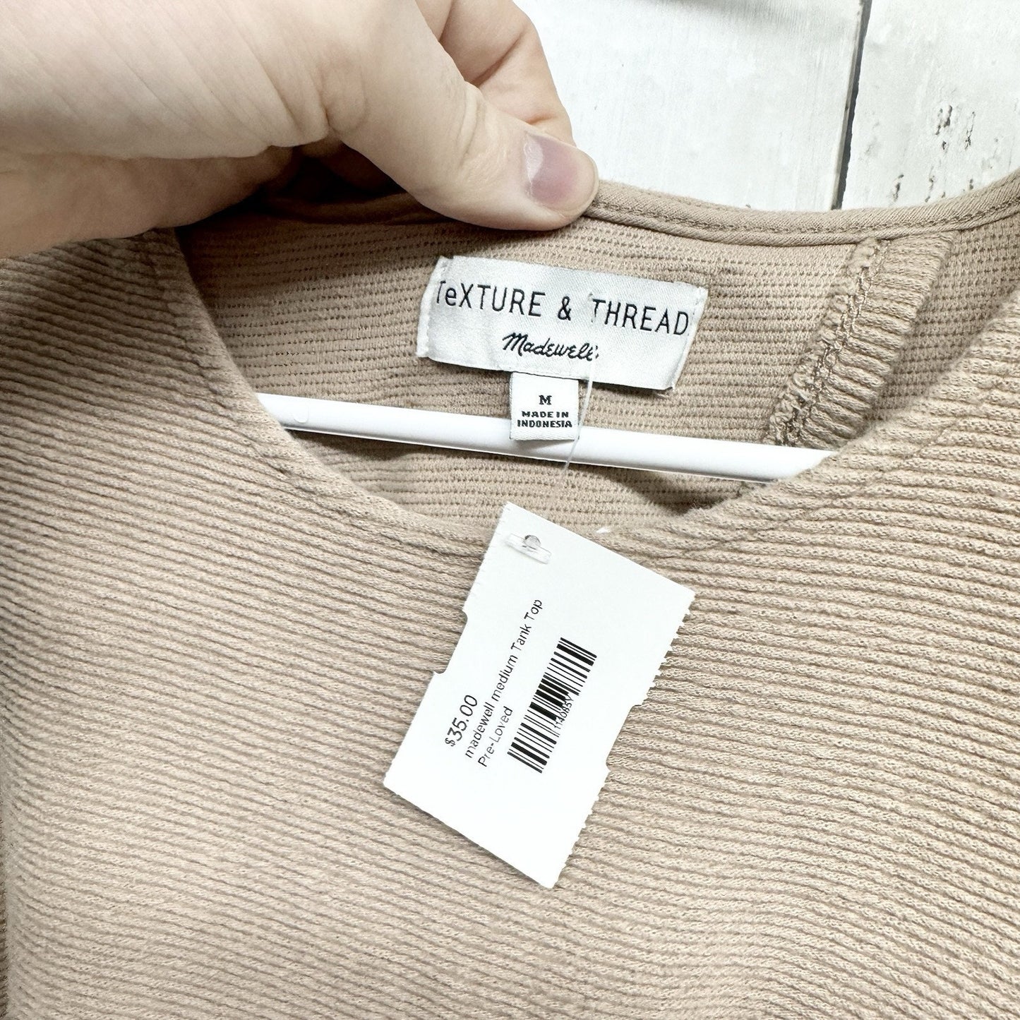 MADEWELL Tank Top Women Size M Sleeveless Brown Textured Straight Hem Round Neck