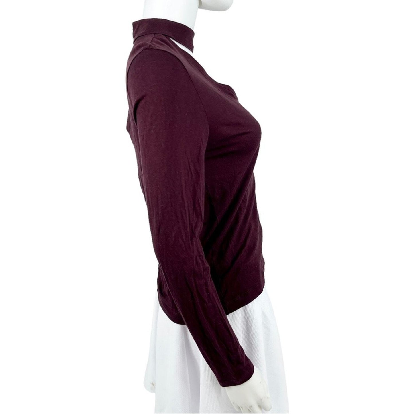 Madewell Halter Neck Long Sleeve Eggplant Choker Blouse Size Medium