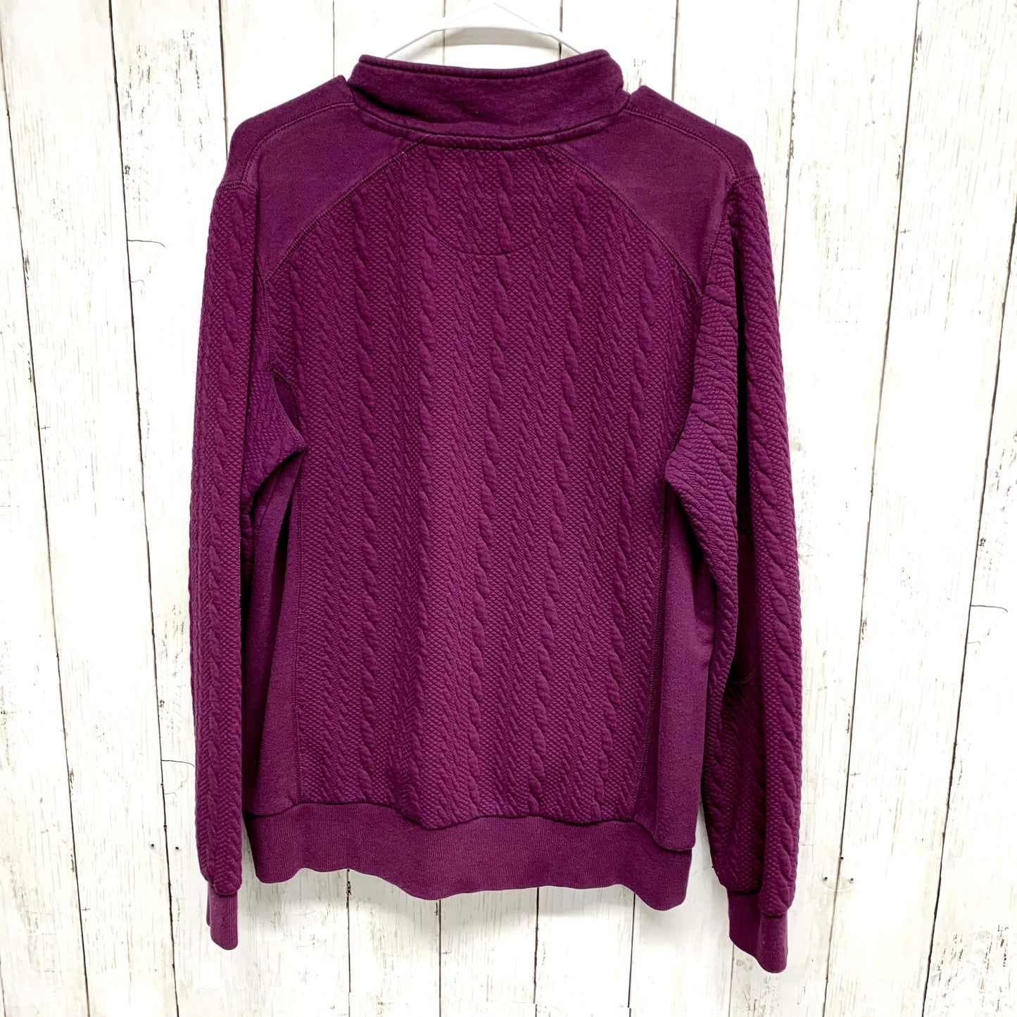 Orvis Sweater Women Size M 1/4 Zip Purple Long Sleeve High Collar Cotton Knit
