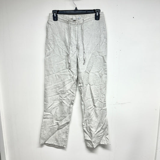 BODEN Women's Light Heather Gray Linen Straight Leg Drawstring Pants Size 6P
