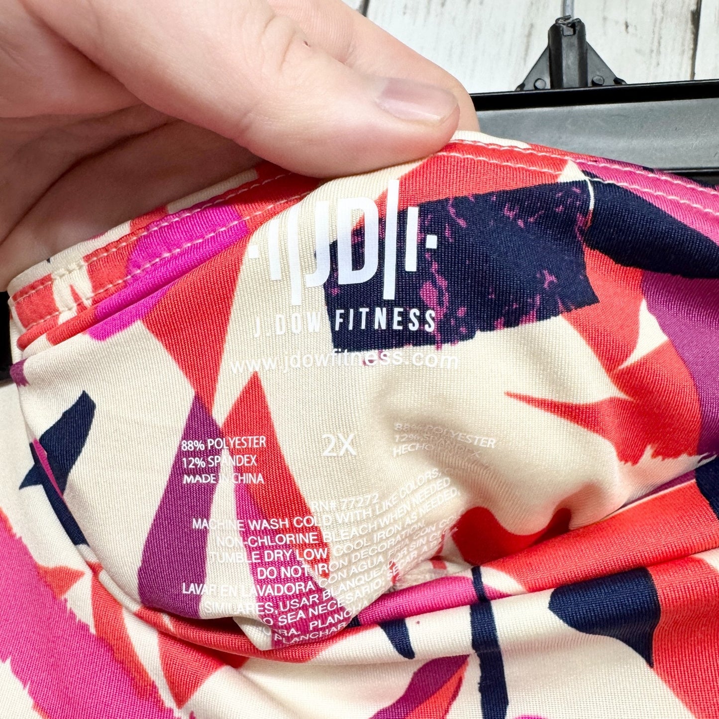 J. Dow Fitness Pants Women Size 2X Pink Cream Orange Athletic Leggings Pockets