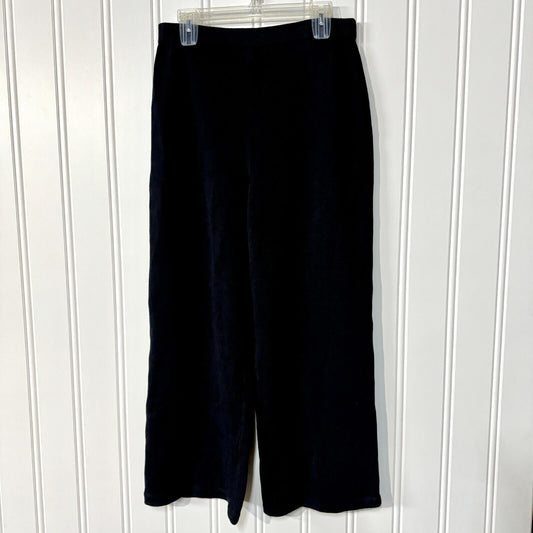 ST John Pants Women Sz 12 Navy Blue Cotton Knit Wide Leg Relaxed Mid Rise Sweats