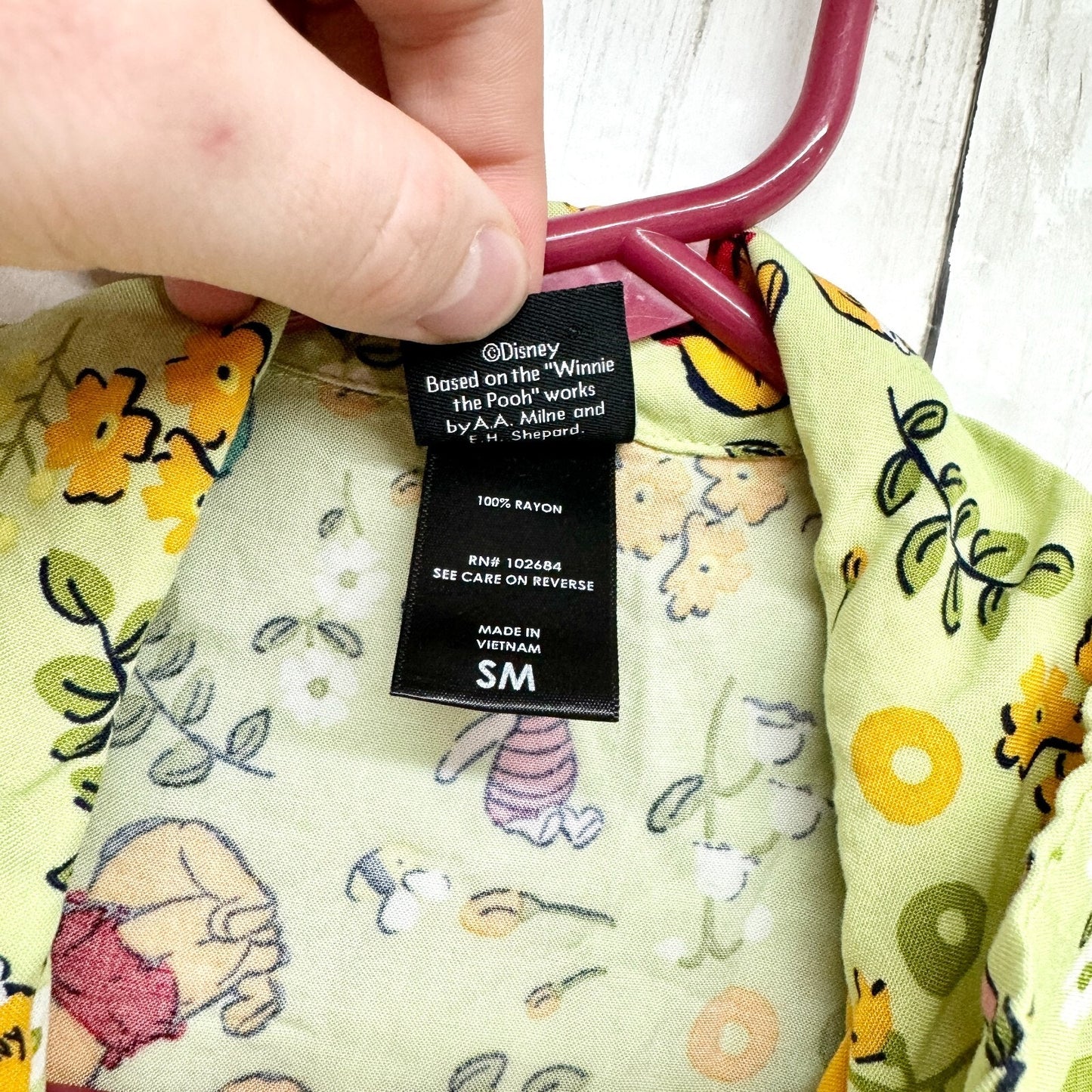 Disney Winnie SM The Pooh Cottagecore Floral Tie-Front Girls Woven Button-Up