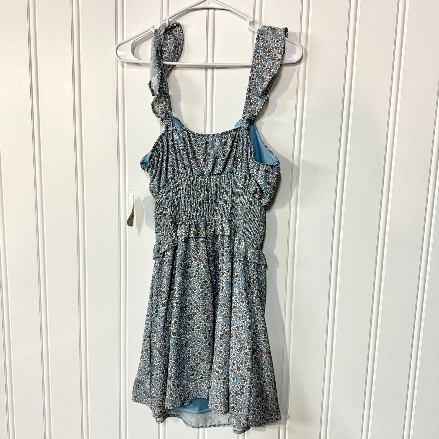 Altar'd State Dress Women Size L Mini Blue Summer Floral Stretch Fit NWT