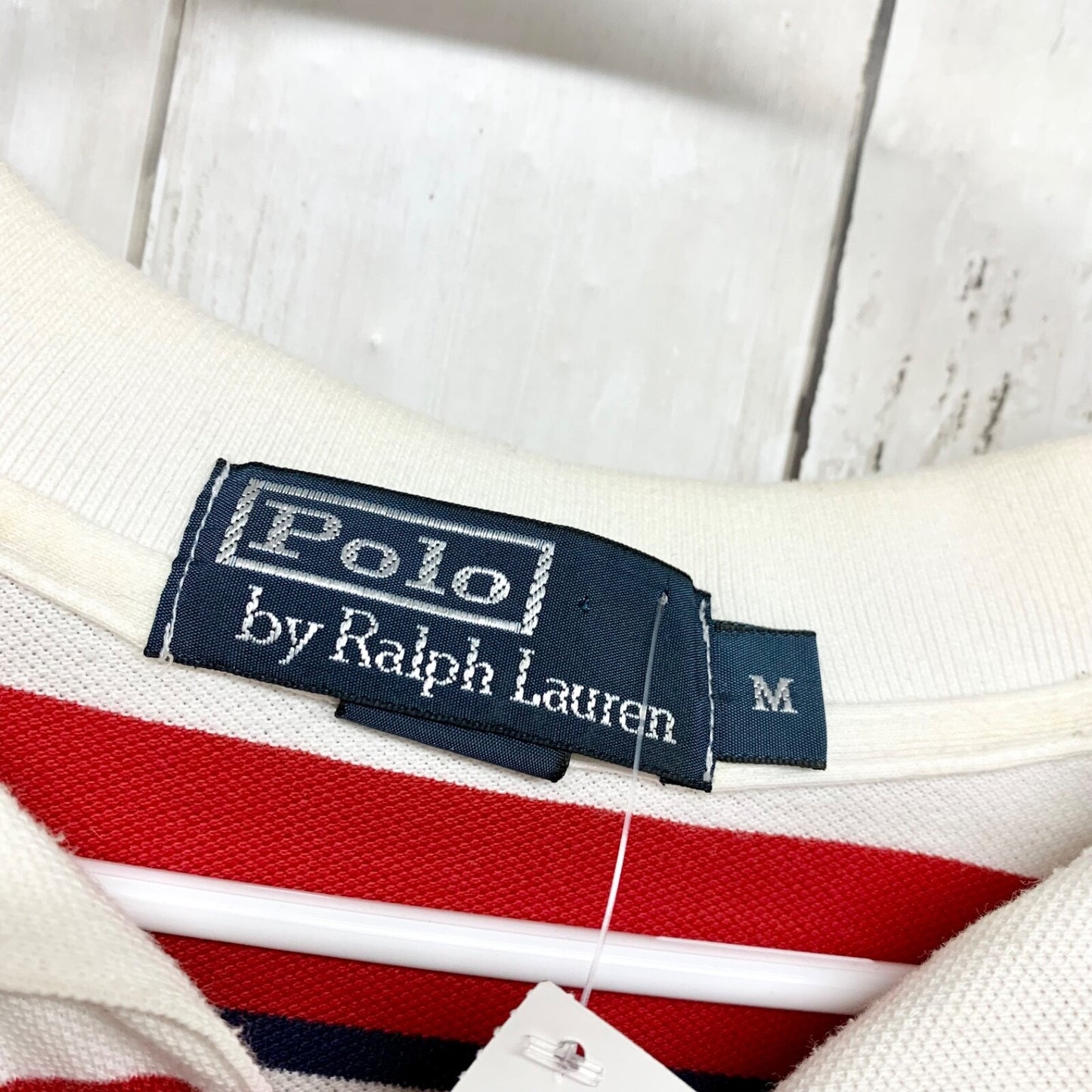 Polo Ralph Lauren Shirt Men Size Medium Collared Button Stripe Polo Red White