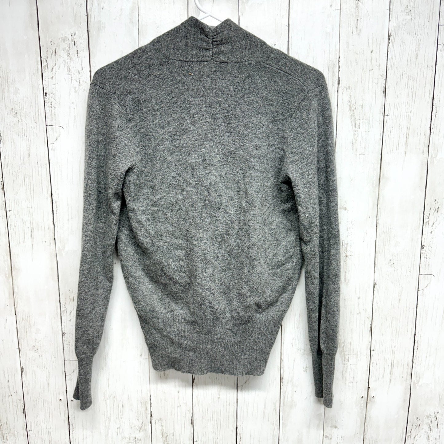 NEIMAN MARCUS Sweater Women Size S Cashmere Faux Wrapped Grey Long Sleeve