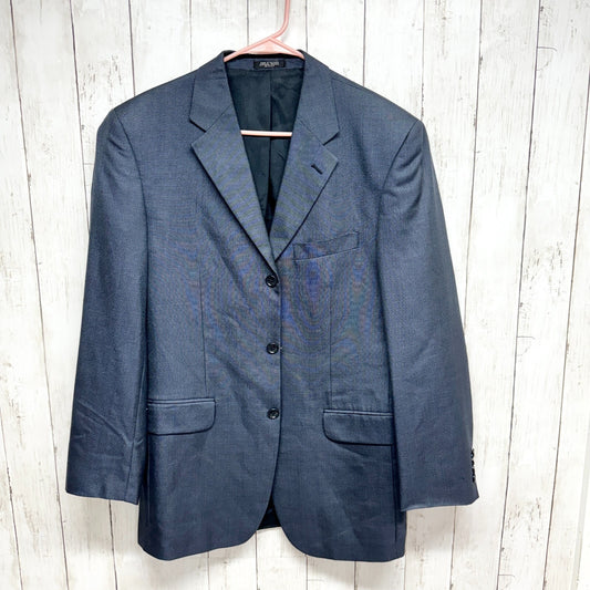 Jones New York Blazer Men Sz 40R Navy Blue Triple Button Wool Silk Chest Pocket