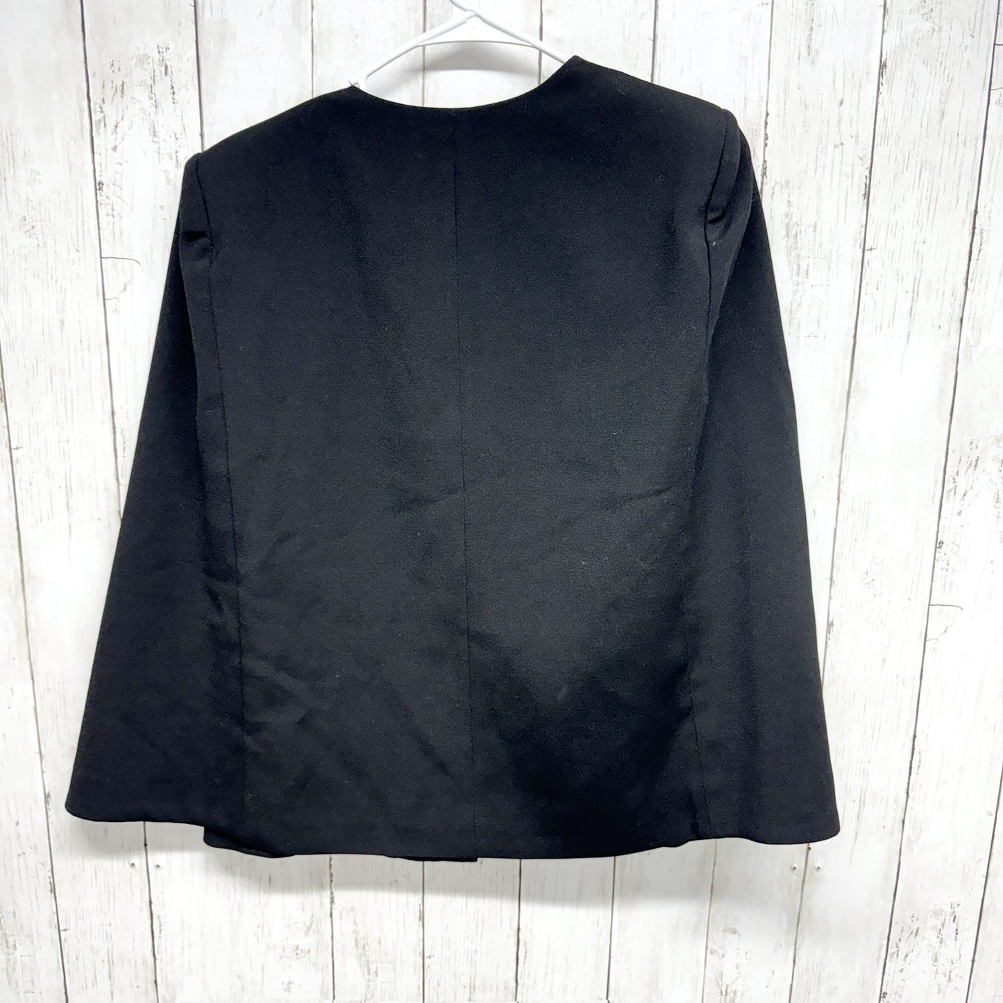 BCBGMAXAZRIA Blazer Jacket Women Size M Satin Detail Cape Black Unique Design