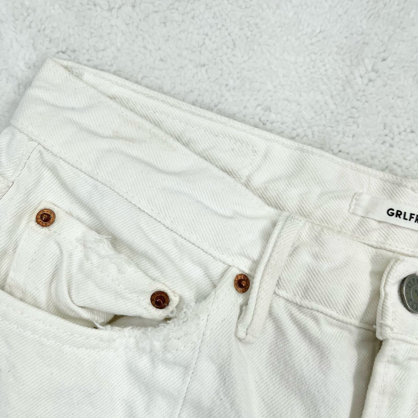 Grlfrnd Cheryl Ankle Skinny High Rise White Cotton 5 Pocket Jeans Size 28