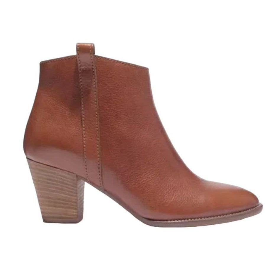 Madewell Women The Billie Brown Side Zipper Leather Ankle Bootie Size 8