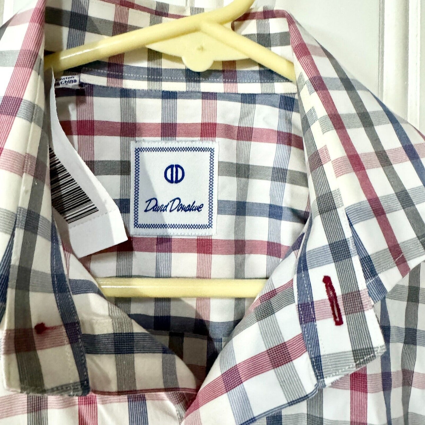 Dave Donahue Mens Size S Blue & Red Plaid Button Up Slim Fitting Collared Shirt