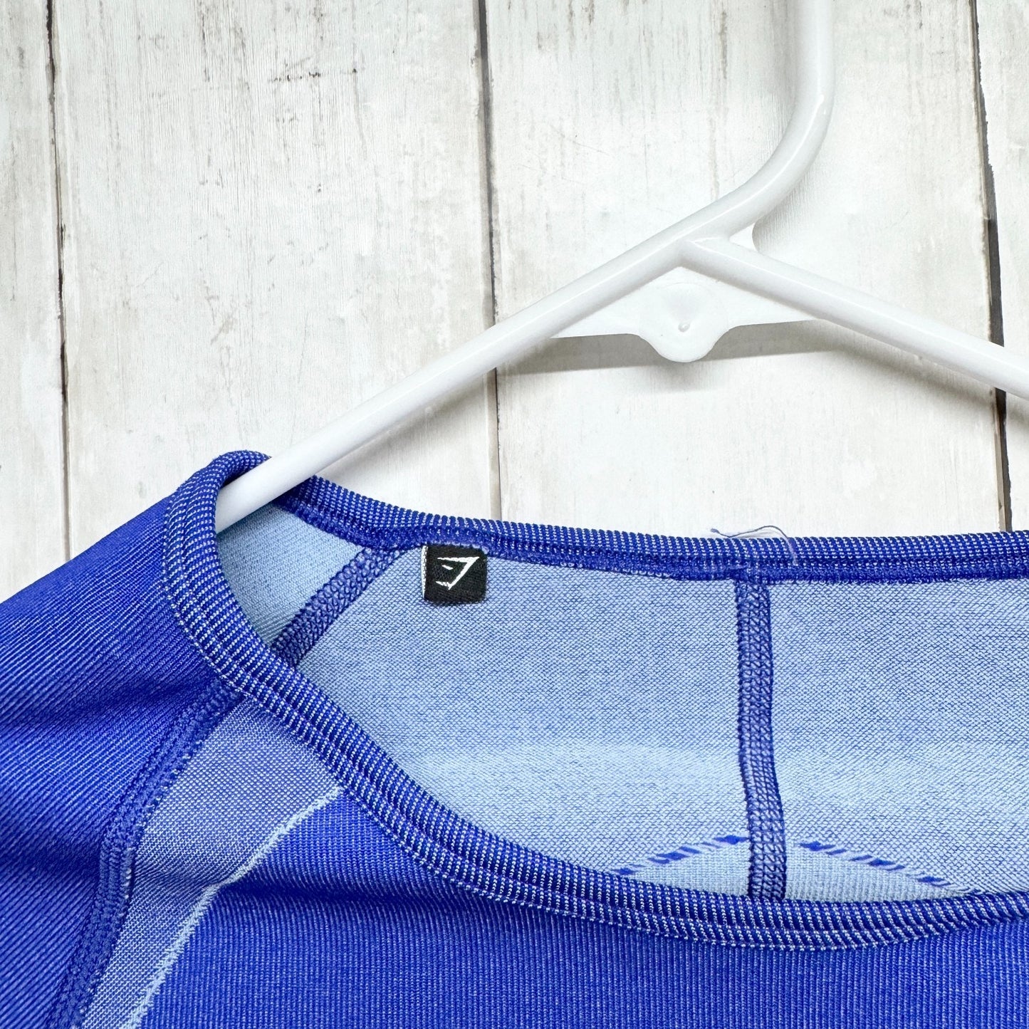 Gymshark Top Women Chest XS Turbo Seamless Crop Top Blue Compression Athletic