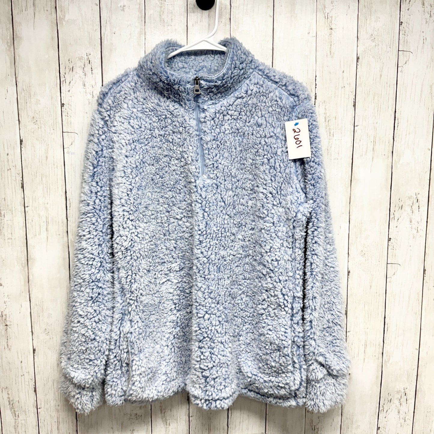 Weatherproof Sweater Women Size Large Blue Sherpa Fleece Quarter Zip Pullover