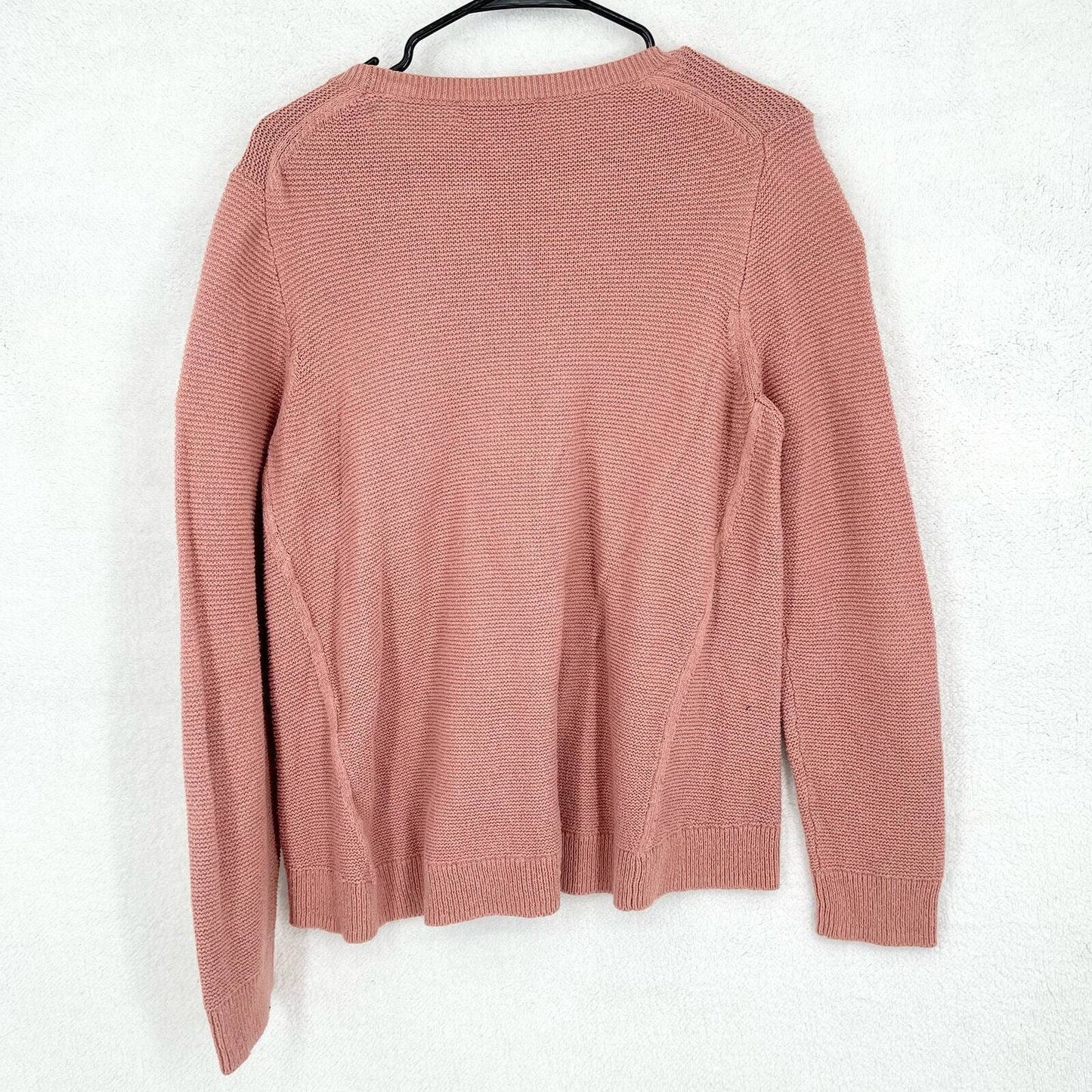 MADEWELL Sweater Women Size Large Swoop Neck Pink Riverside Textured Knit Ribbed