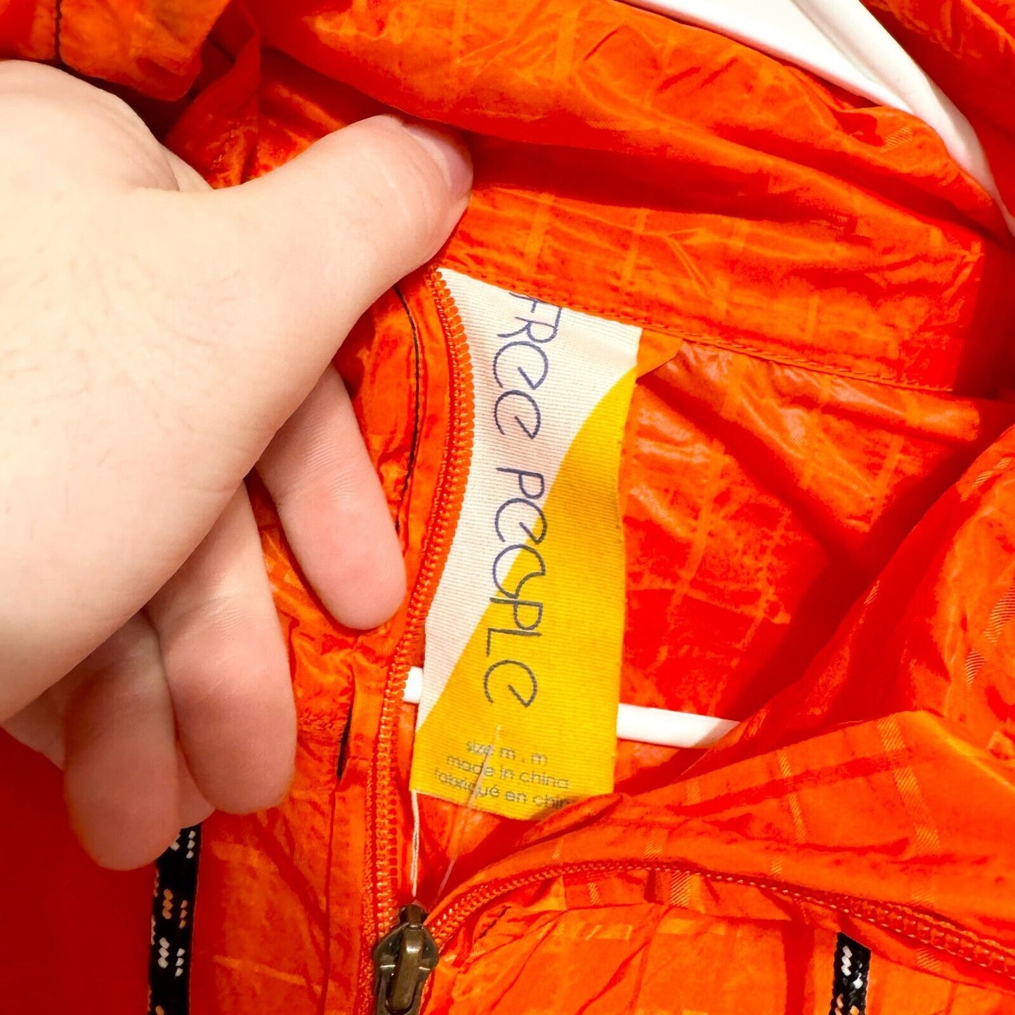 FREE PEOPLE Jacket Women Medium Parachute Festival Windbreaker Orange Packable