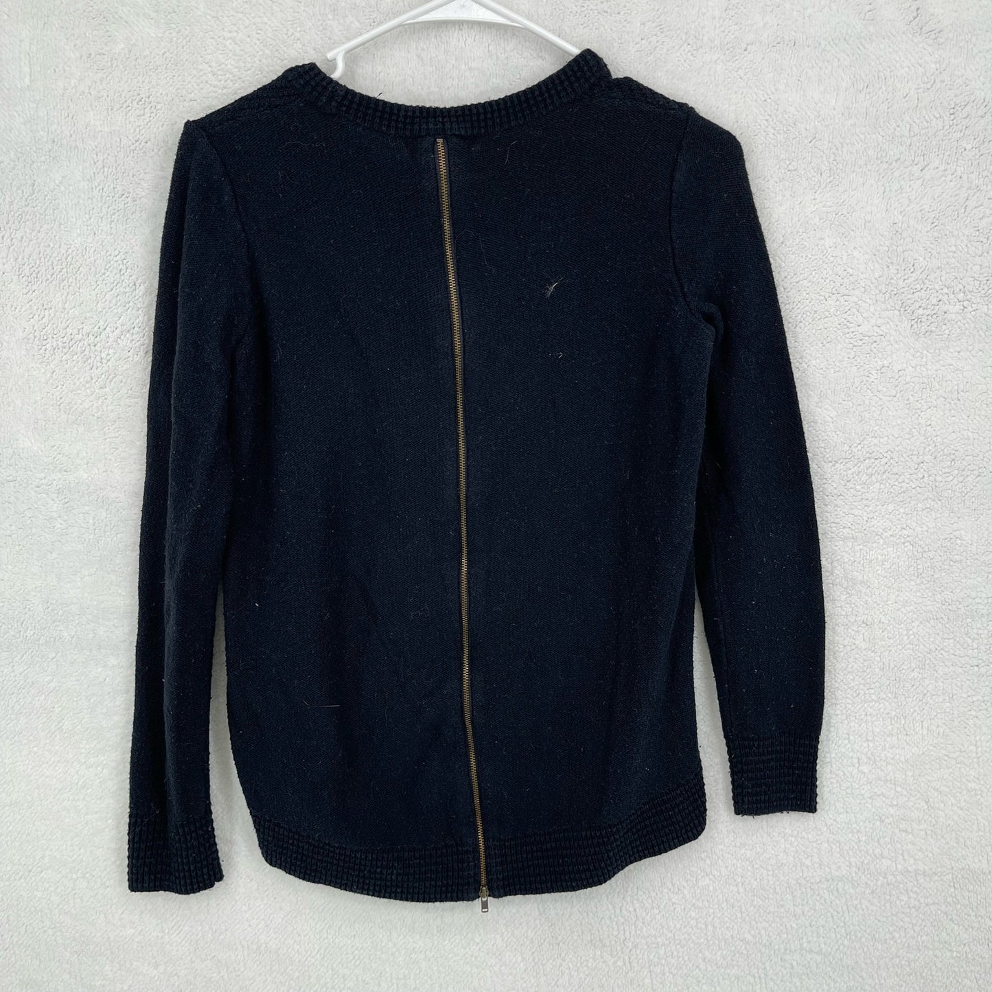 Madewell Black Back Zip Crewneck Sweater Women's XS